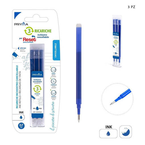 Pryma Ric. Penna Cancell.Reset 0.7Mm 3Pz Blu Bl. 0210466