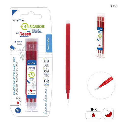 Pryma Ric. Penna Cancell.Reset 0.7Mm 3Pz Rosso Bl. 0210468
