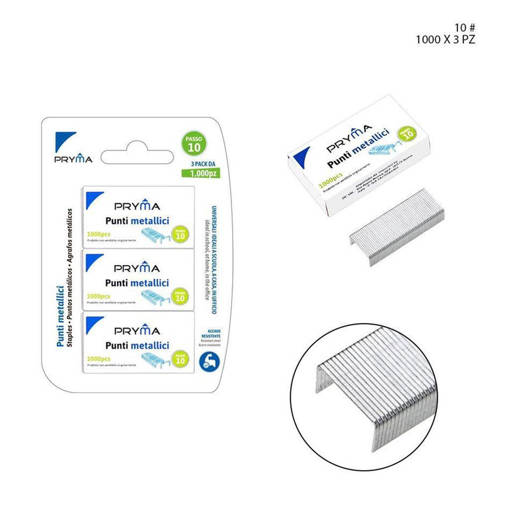 Pryma Punti Metallici Passo 10 1000Punti 3Pz Bl. 0144316