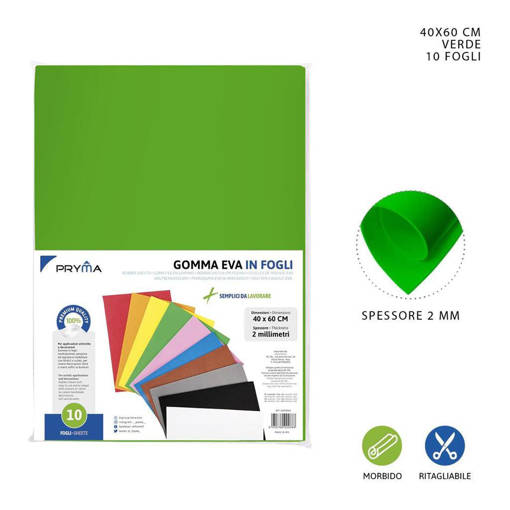 Pryma Foglio Gomma Eva 40X60Cm 2Mm Verde 0147849