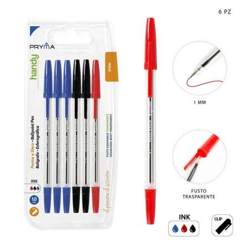 Pryma Penna Sfera Handy 1Mm 6Pz Ass. Bl. 0208954