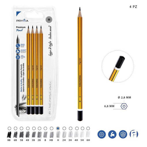 Pryma Matita Grafite Premium A/Qualita H 4Pz Bl. 0212517