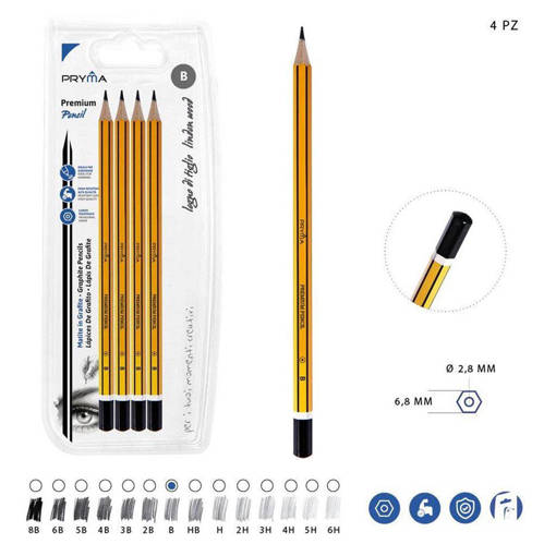 Pryma Matita Grafite Premium A/Qualita B 4Pz Bl. 0212518
