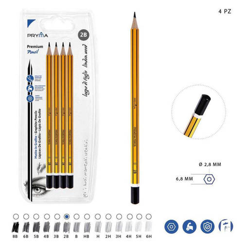 Pryma Matita Grafite Premium A/Qualita 2B 4Pz Bl. 0212519