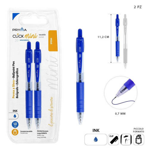 Pryma Penna Sfera Mini 1Mm 2Pz Blu Bl. 0219963