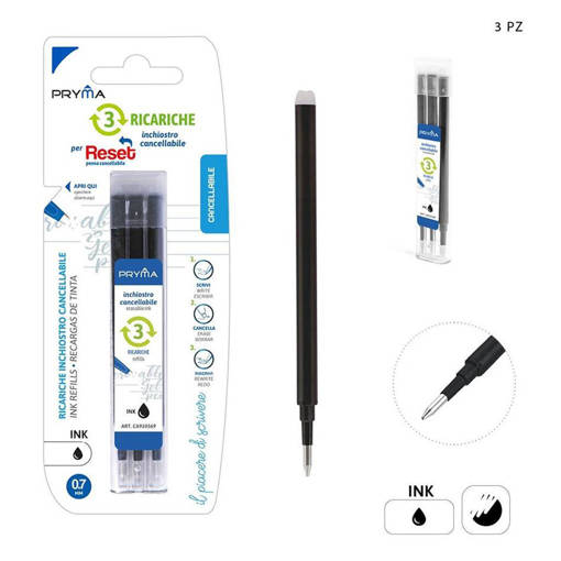 Pryma Ric. Penna Cancell.Reset 0.7Mm 3Pz Nero Bl. 0210467