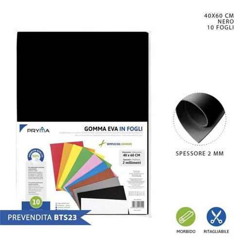 Pryma Foglio Gomma Eva 40X60Cm 2Mm Nero 0150203