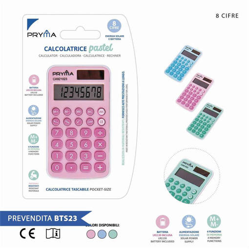 Pryma Calcolatrice 8Cifre 100X56X8Mm Solar/Batt 0218940