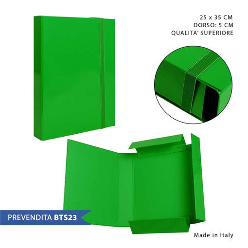 Pryma Cartella 3/L Elast.Piatto D5 25X35Cm Verde 0212494