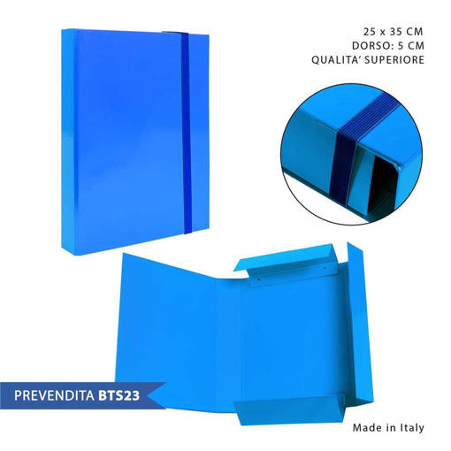 Pryma Cartella 3/L Elast.Piatto D5 25X35Cm Azzurro 0212495