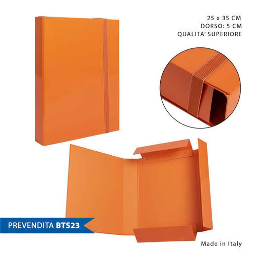 Pryma Cartella 3/L Elast.Piatto D5 25X35Cm Arancio 0212492