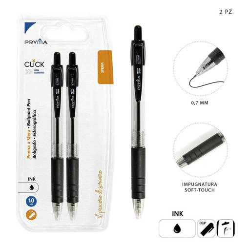 Pryma Penna Sfera Scatto Click 1Mm 2Pz Nero Bl. 0205752
