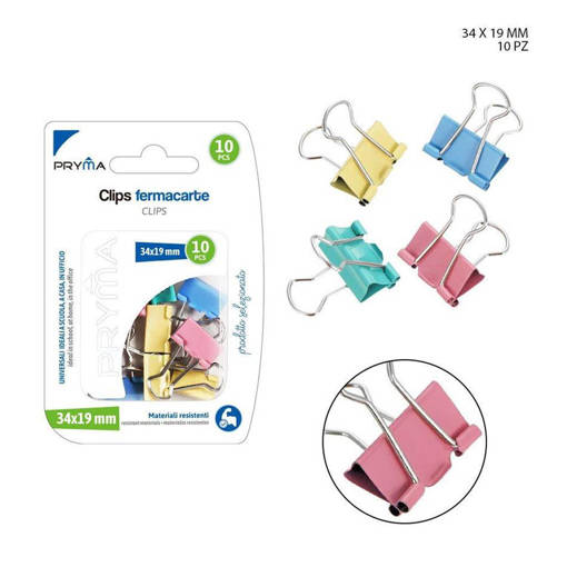 Pryma Clips Fermacarte 34X19Mm 10Pz Bl. 0124695