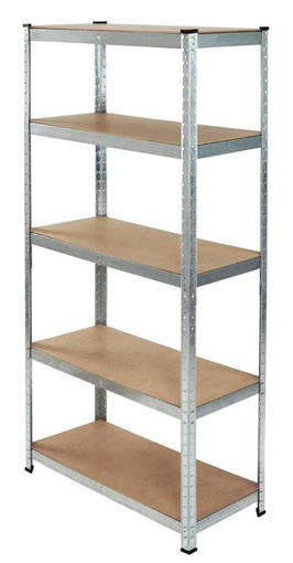 Kombo Scaffale 5 Ripiani In Metallo Zincato, Montaggio A Incastro Misure  900X400X1800Mm, Portata 175Kg, Spessore Mdf 0.45Mm Spessore  Telaio 0.60Mm