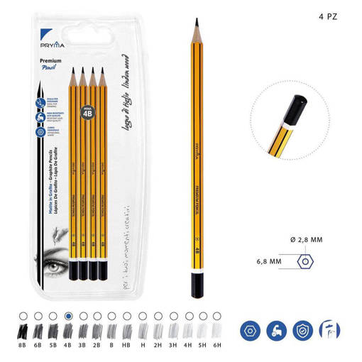 Pryma Matita Grafite Premium A/Qualita 4B 4Pz Bl. 0212520