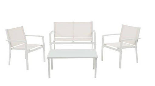 SET TAVOLINO C/2 SEDIE E PANCHINA BIANCO
