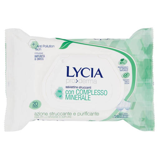 Lycia Salviettine Struccanti Pelli Grasse 20 pz