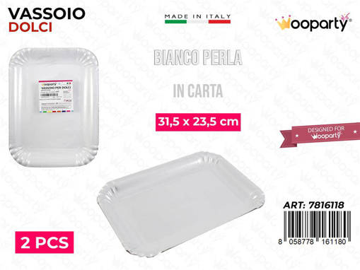Wooparty Vassoio Per Dolci Bianco Perla 31.5*23.5Cm 2Pcs /Pz Da 12**