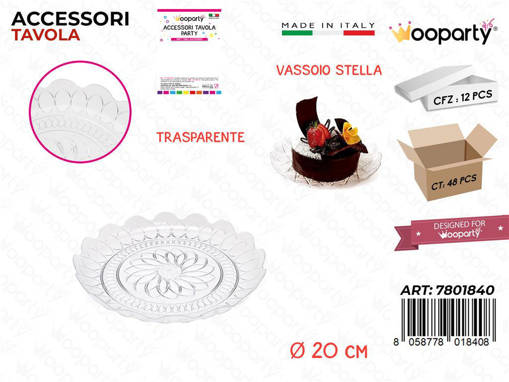 Wooparty Vassoio Stella Trasp. D.20Cm Pz Da 12**