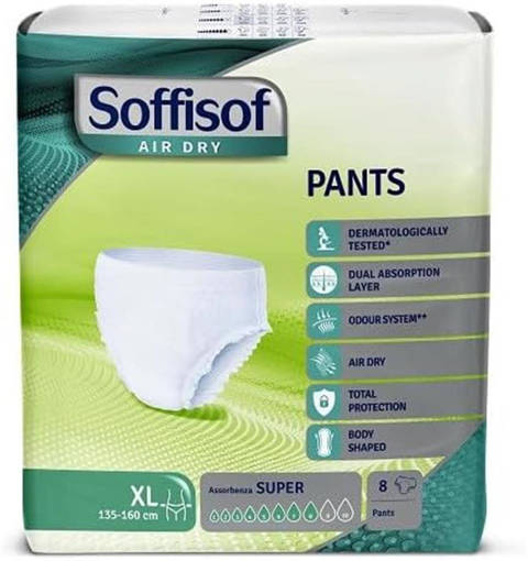 Soffisof Pants Super Taglia XL 8 pz, Dispositivo Medico, Air Dry
