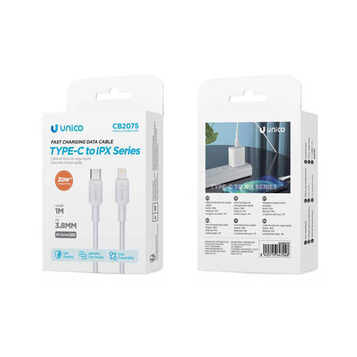 Unico CB2075 30W C-L PVC Injection Round Cable 1M OD3.8 Small Package White