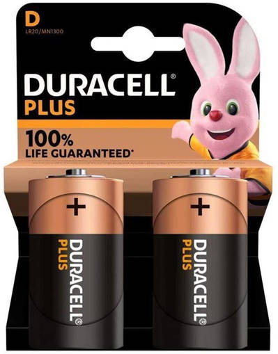 Duracell Pile Plus 100% D TORCIA PZ.2                            