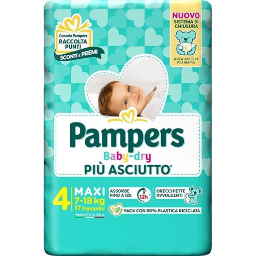 Pampers Baby Dry Maxi Taglia 4 (7-18 Kg), 17 Pannolini