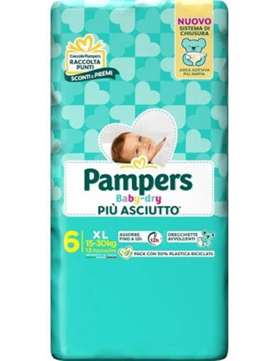 Pampers Baby Dry XL Taglia 6 (15-30 Kg), 13 Pannolini