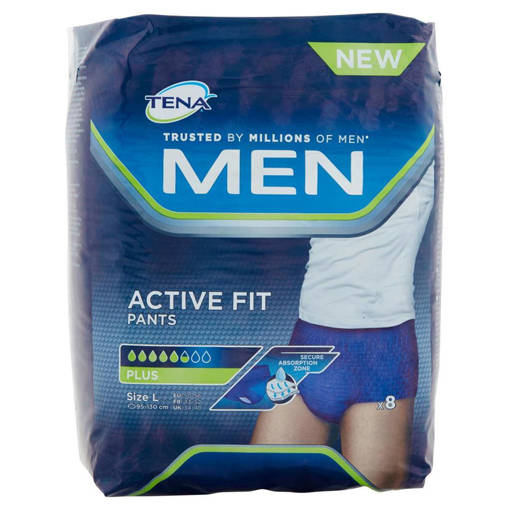 Tena Men Pant Active Fit Pants, Taglia Large, 8 pz, Dispositivo Medico a Marcatura CE Direttiva 9342CEE SS MM