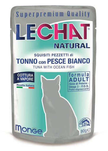 Lechat Buste Natural 80 gr, Tonno e Pesce Bianco
