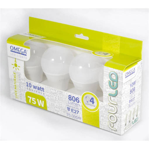 Omega Set 3 Pz Goccia A60 9W Led 4000K 810Lm E27 F