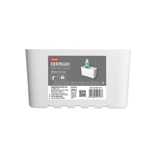 Tatay Portaoggetti Rettangolare A Ventosa Standard Bianco 200x85x110 Mm