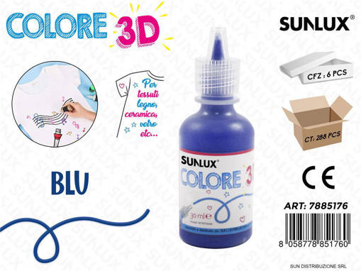 Sunlux - Colore Per Tessuto In 3D Blu 30Ml / Pz Da 6**Cfz 7885176