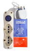 Omega Multipresa 2 Prese Universali P40 Bipasso-Schuko 10/16A 2P+T + 4 Prese Bipasso 10/16A 2P+T, Cavo 1,5Mt H05Vv-F 3Gx1Mm, Spina S17 16A 2P+T, Con Interruttore Luminoso