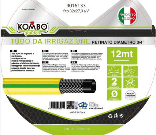 Kombo Tubo Retinato In Pvc, Antialga E Atossico, Per  Irrigazione, 3/4 12Mt 220Gr/Mt