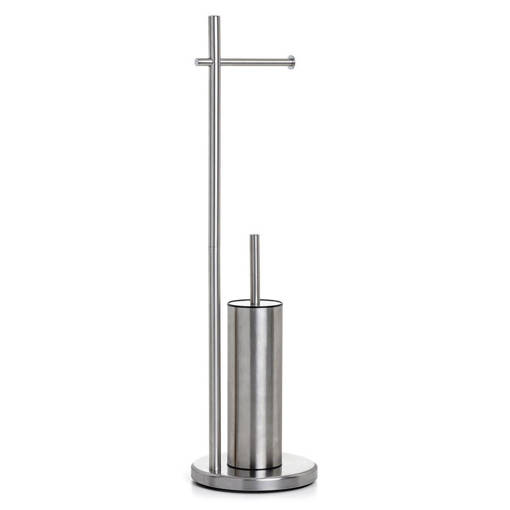 Tatay Piantana Da Terra Portarotolo E Scopino Bagno No Forature Acciaio Inox 20,5 x 20,5 x 74,5 cm