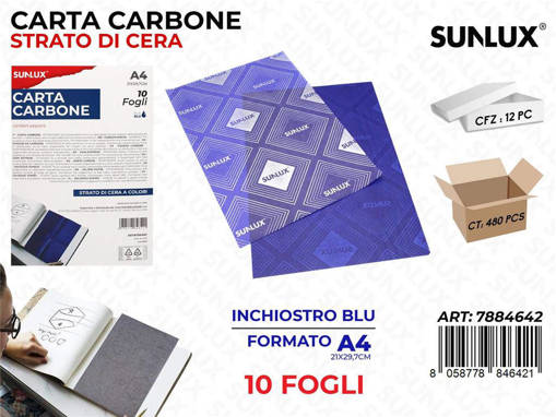 Sunlux - Carta Carbone Blu F.To F4 10Ff /Pz Da 12** 7884642