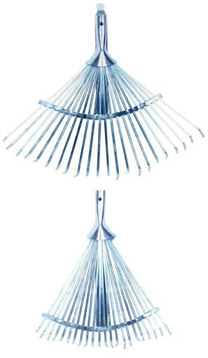 Kombo Rastrello Da Giardino In Acciaio Zincato Retrattile Conico,  360X360Mm, 22 Denti, Attacco Ovale