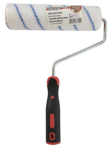 Kombo Rullo In Nylon 22Cm. Pelo Corto 6Mm. Per  Solventi/Pitture Dense/ Laccature Quarzo.  Per Pareti Lisce/Cartongesso