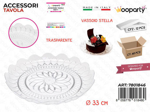 Wooparty Vassoio Stella Trasp. D.33Cm Pz Da 12**