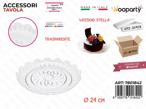 Wooparty Vassoio Stella Trasp. D.24Cm Pz Da 12**
