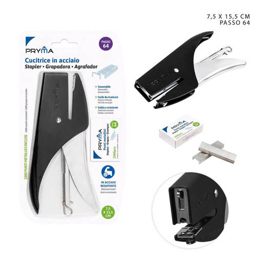 Pryma Cucitrice Met.+1000Punti Passo64 Nero Bl. 0223492