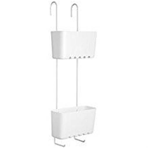 Tatay Portaoggetti Standard Duo Bianco Polipropilene 20 x 9,5 x11 Cm Ganci Acciaio Inox Laccato Bianco