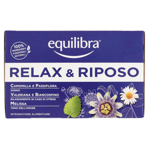 Equilibra Tisana Relax e Riposo Con Camomilla Passiflora Valeriana Biancospino Melissa 15 filtri