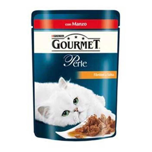 Purina Gourmet Perle Umido Gatto Filettini con Manzo, 85 gr