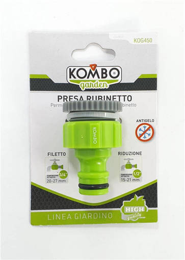 Kombo Presa A Rubinetto Adatta Per Rubinetti Filettati 3/4" (26,5 Mm) E Riduzione Per Rubinetti Filettati 1/2 (21 Mm) In Abs Vergine. Permette Di Raccordare Il Tubo Al Rubinetto. Facile, Comoda E Senza Bisogno Di Attrezzi, Antigelo, Guarnizione Inclusa