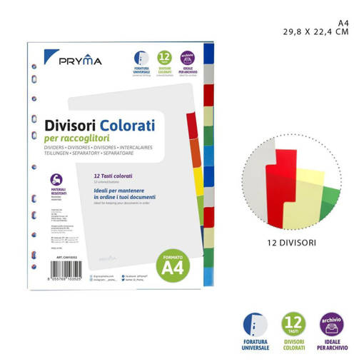 Pryma Divisori Pp Colorati 12Posiz. 29.8X22.4Cm 0209043