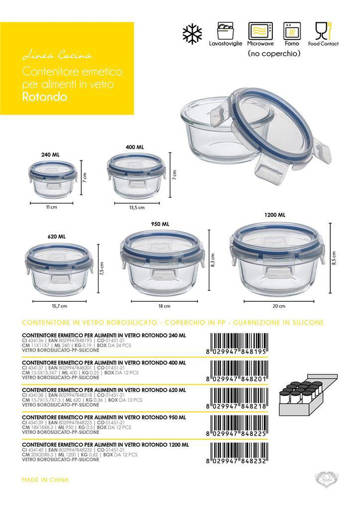 Contenitore Ermetico Vetro Borosilicato Rot 240 Ml