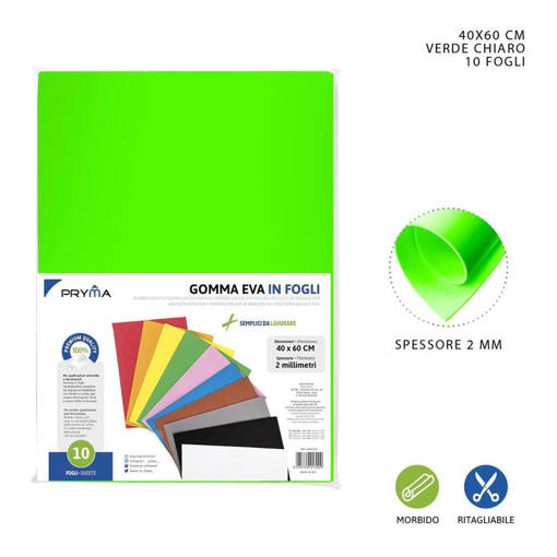 Pryma Foglio Gomma Eva 40X60Cm 2Mm Verde Chiaro 0150198
