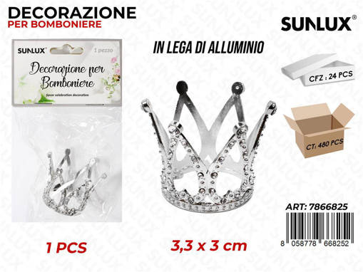 Sunlux Dec. Bomb. Corona Arg. C/ Bril. 3.3*3Cm /Pz Da 24**